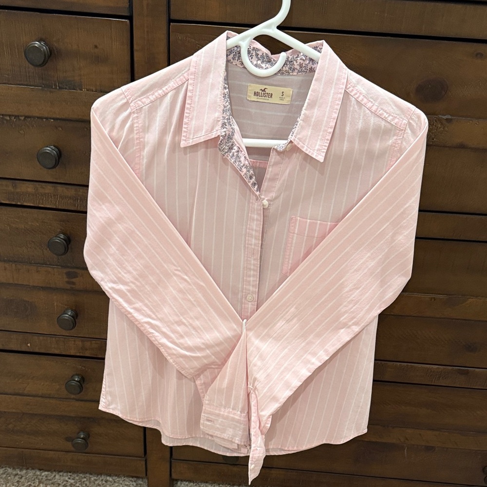 Hollister Light Pink Striped Shirt